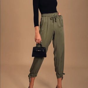 Lulus Olive Green Tie Crop Pants